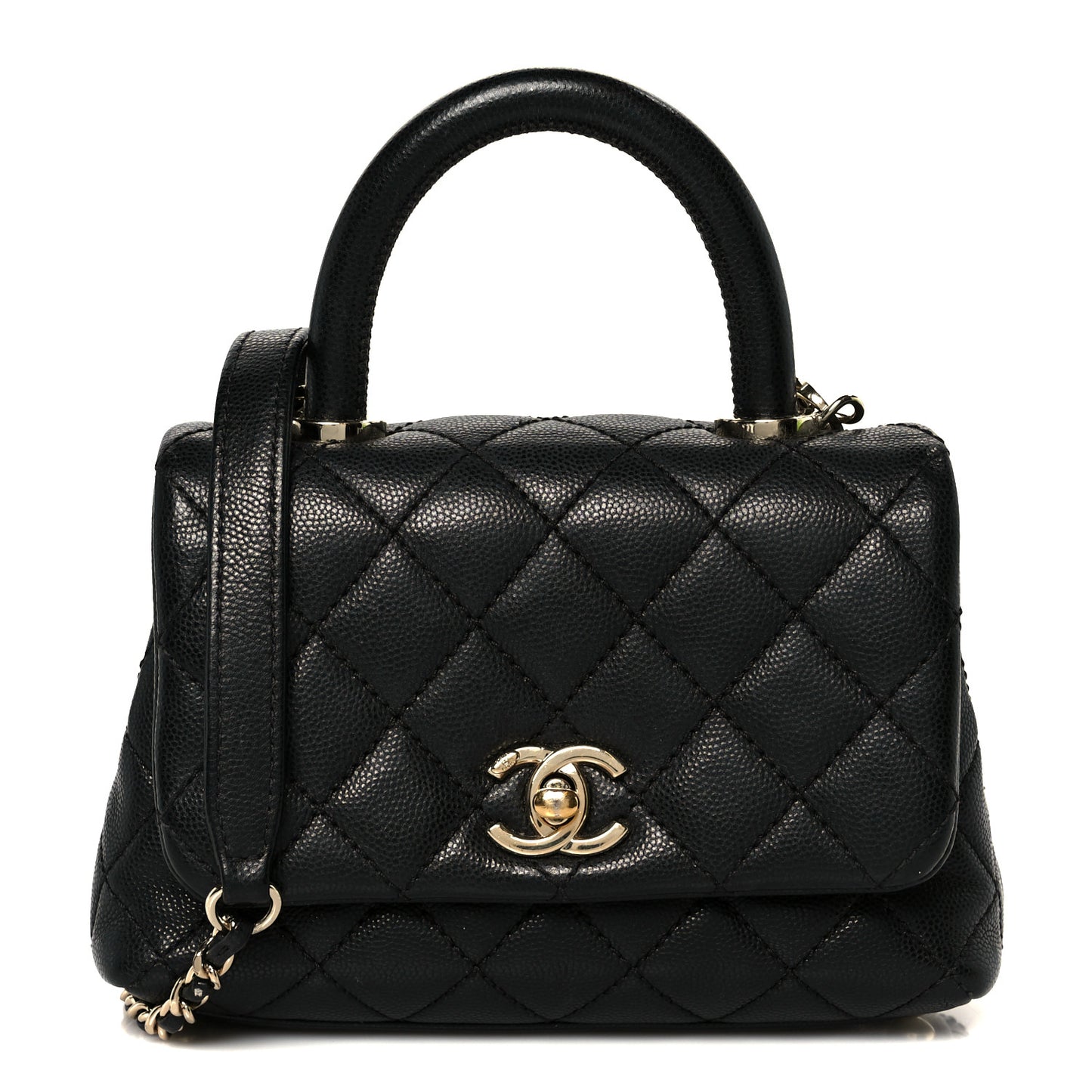 Caviar Quilted Extra Mini Coco Handle Flap Black