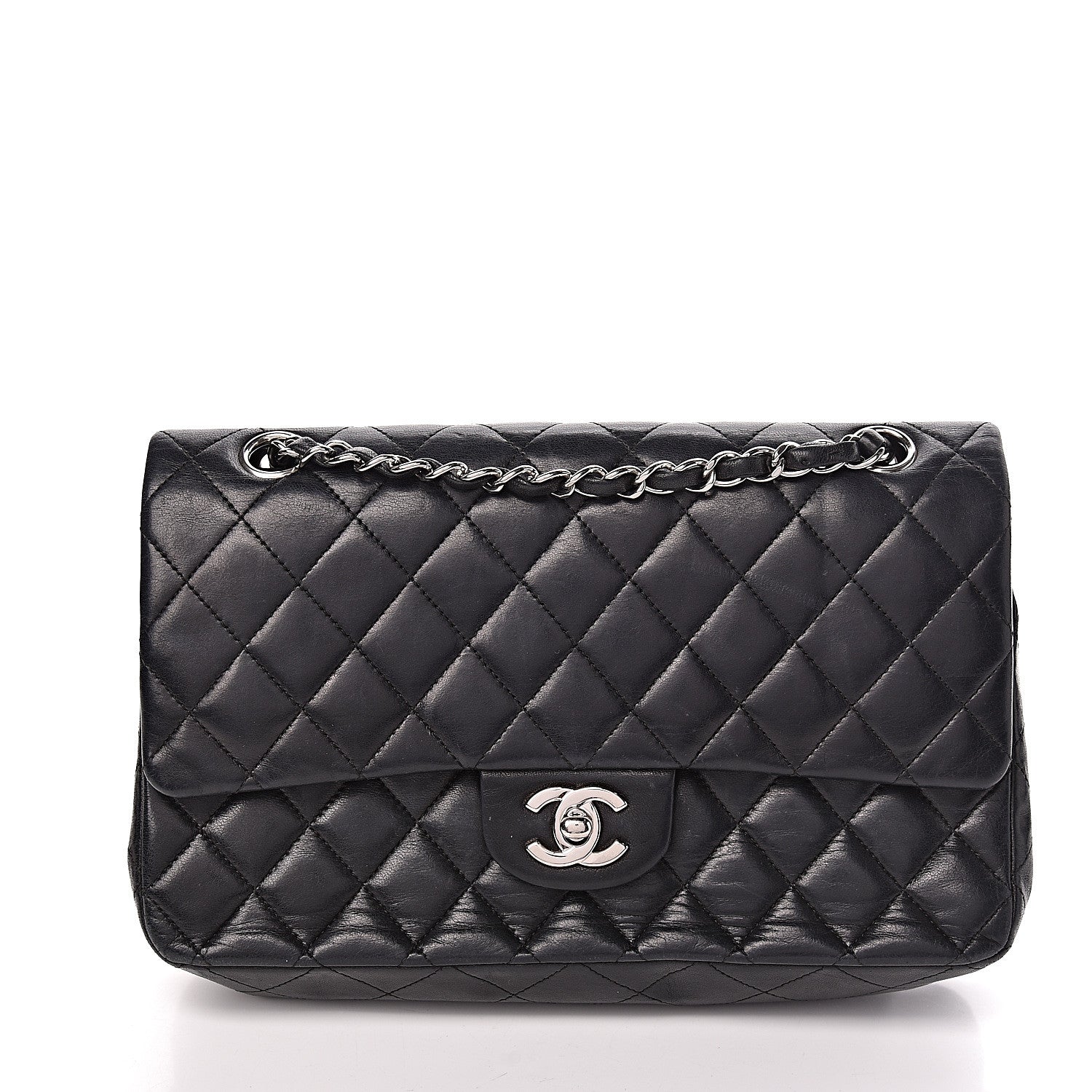 Chanel Lambskin Quilted Medium Double Flap Black 1 of 10