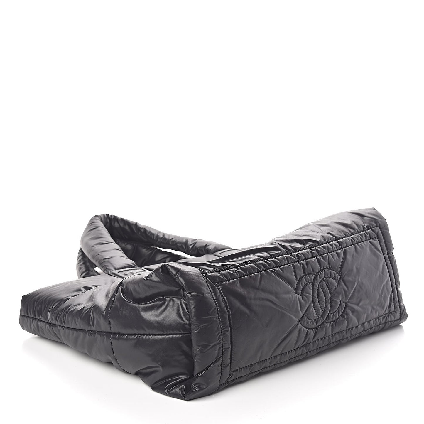 Nylon Quilted Medium Coco Cocoon Reversible Tote Black