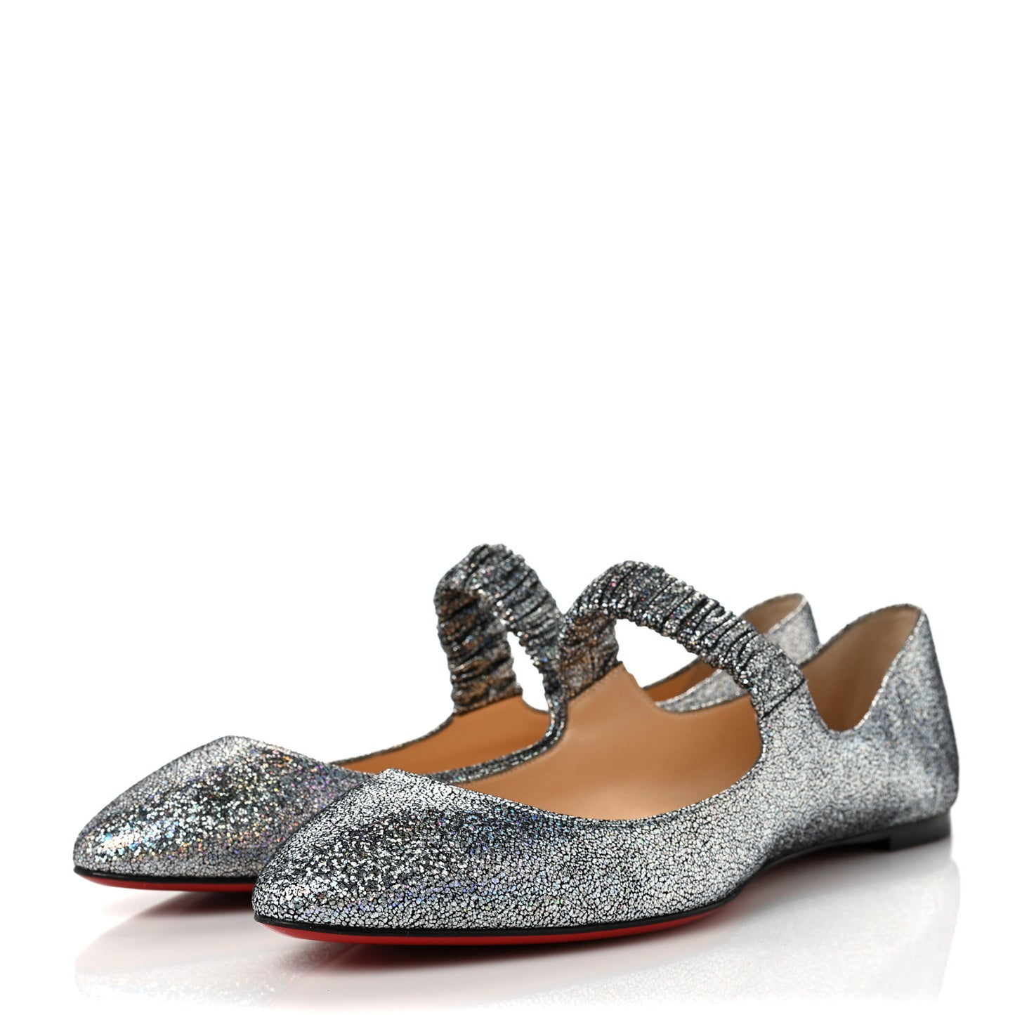 Nappa Mica Gil Mary Jane Ballet Flats 42 Silver
