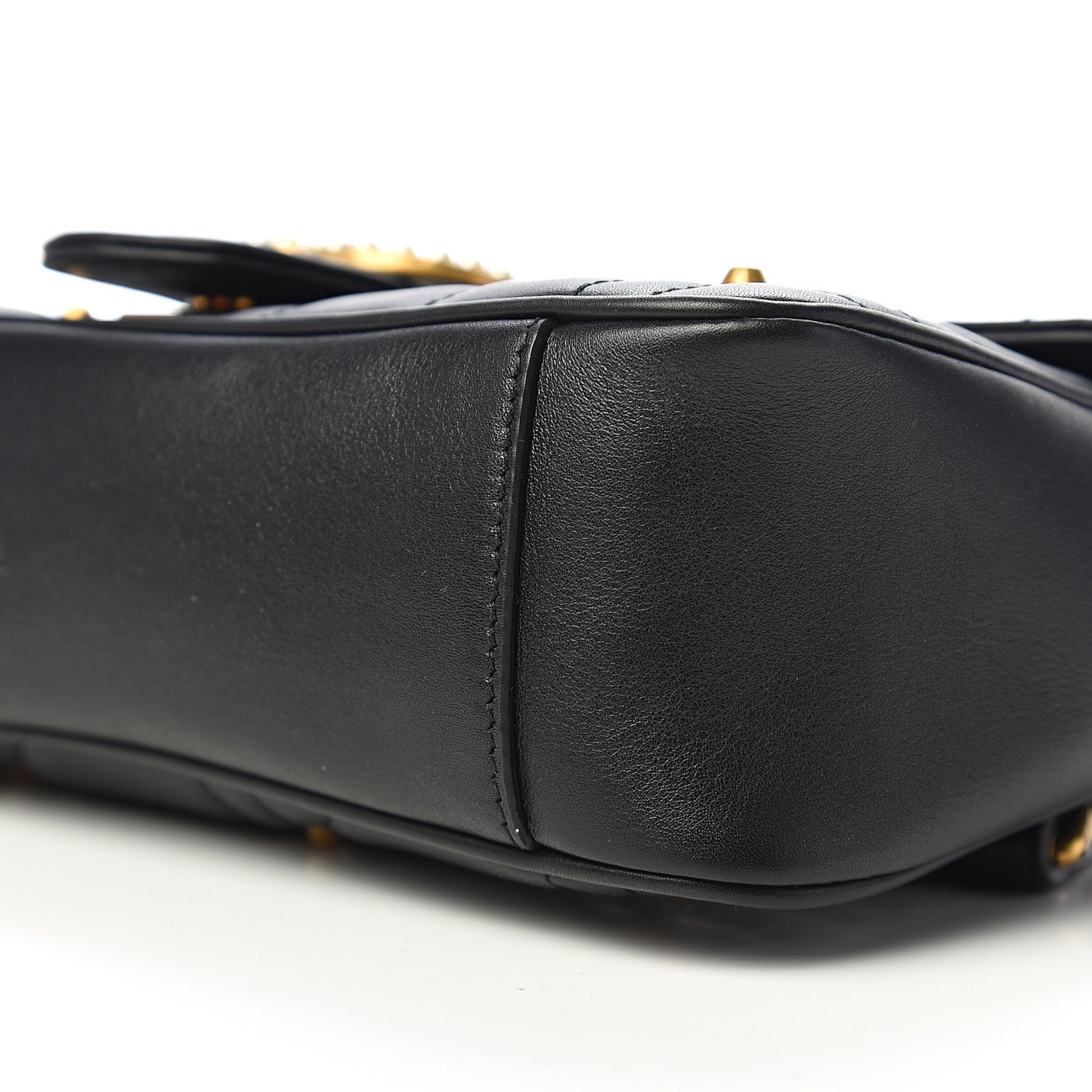 Calfskin Matelasse Studded Small Pearly GG Marmont Shoulder Bag Black
