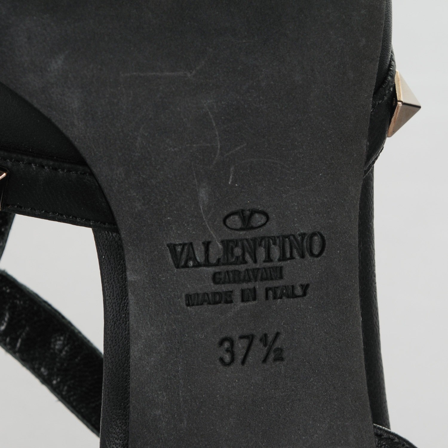Valentino Garavani Calfskin Nappa Rockstud Ankle Strap 65mm Pumps 37.5 Black 6 of 7