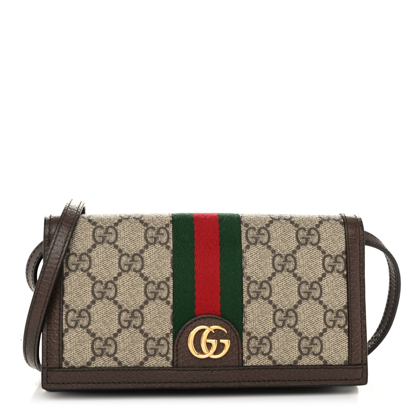 GG Supreme Monogram Web Ophidia Crossbody Wallet Beige New Acero