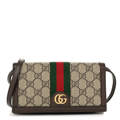 Gucci GG Supreme Monogram Web Ophidia Crossbody Wallet Beige New Acero 1 of 11