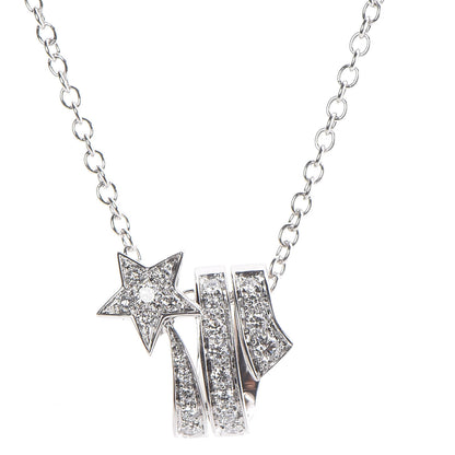 Chanel 18K White Gold Diamond Etoile Filante Pendant Necklace 4 of 8
