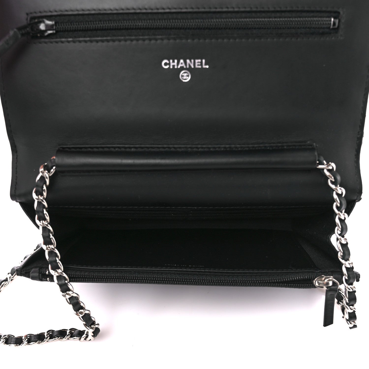 Chanel Patent Quilted Wallet On Chain WOC Black 5 of 11