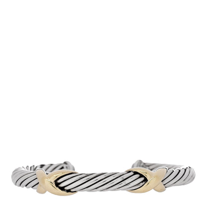 David Yurman Sterling Silver 14K Yellow Gold 7mm Double X Cable Bracelet 1 of 3