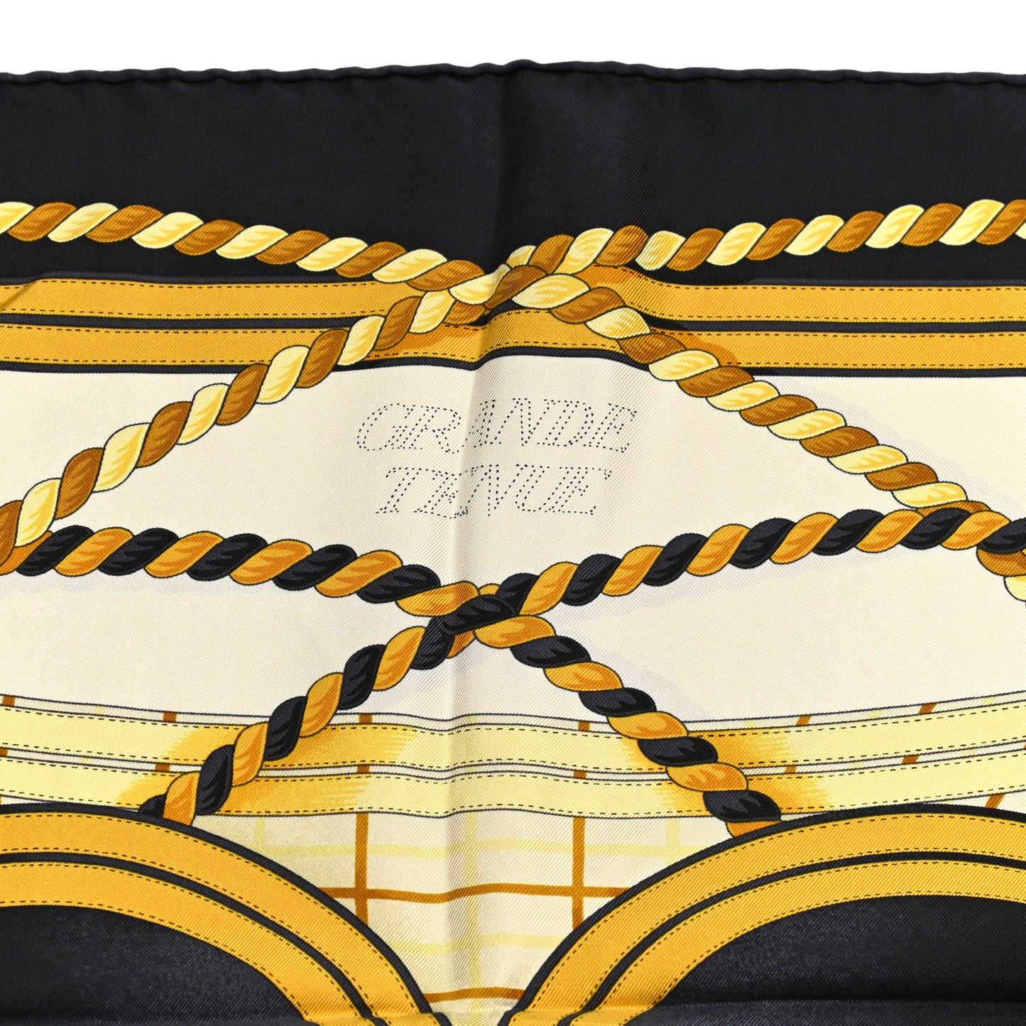 Silk Grande Tenue Scarf Wash 90 Black Cream Gold