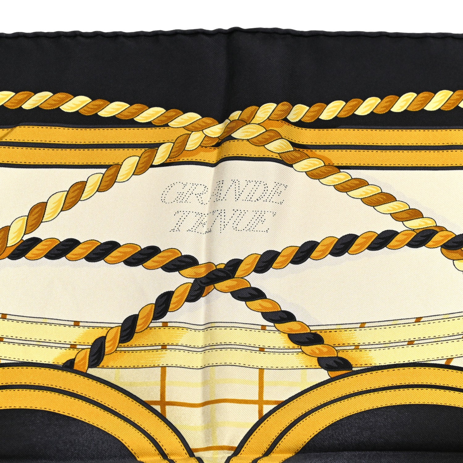 Hermes Silk Grande Tenue Scarf Wash 90 Black Cream Gold 4 of 6