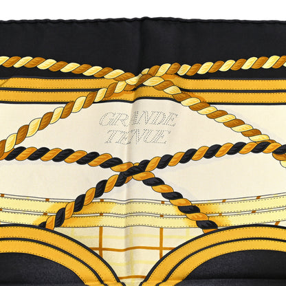 Hermes Silk Grande Tenue Scarf Wash 90 Black Cream Gold 4 of 6