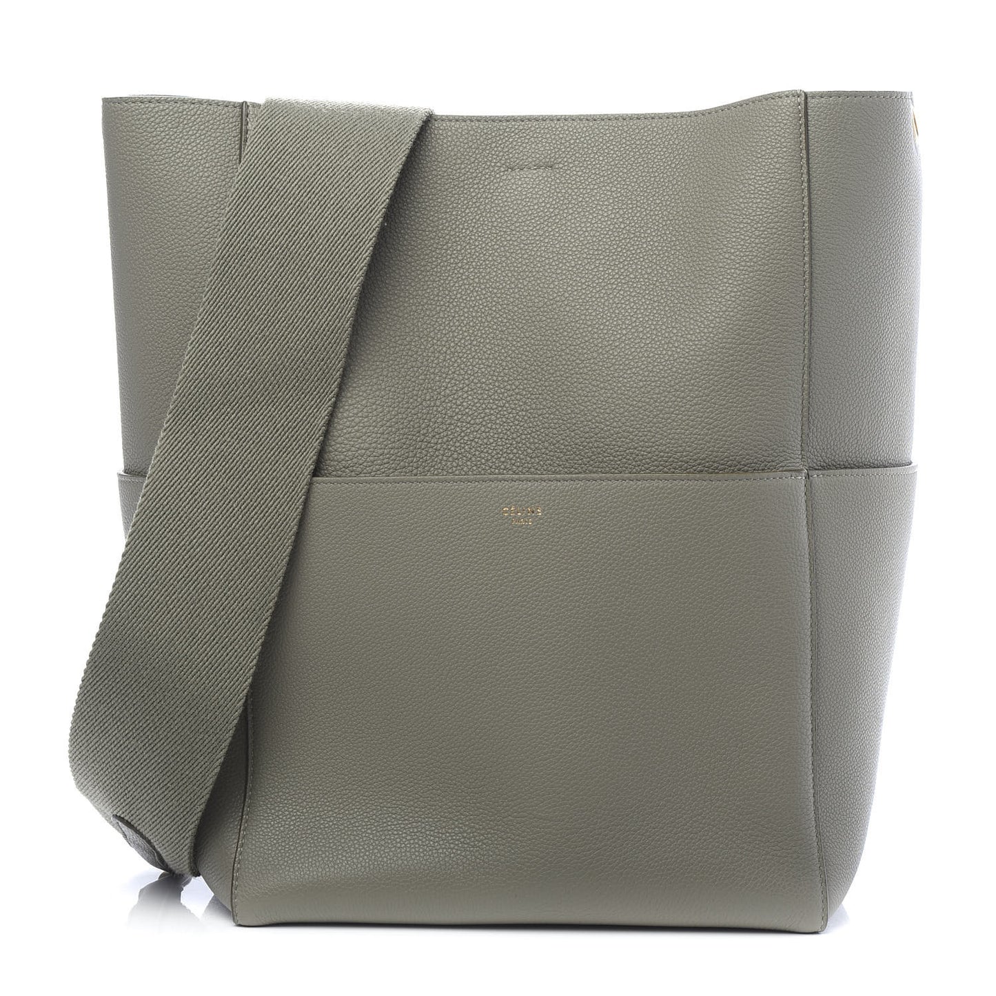 Soft Grained Calfskin Sangle Bucket Bag Taupe