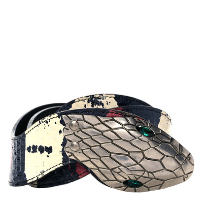 Gucci Snakeskin Waved Web Belt 85 34 Red White Blue 1 of 7
