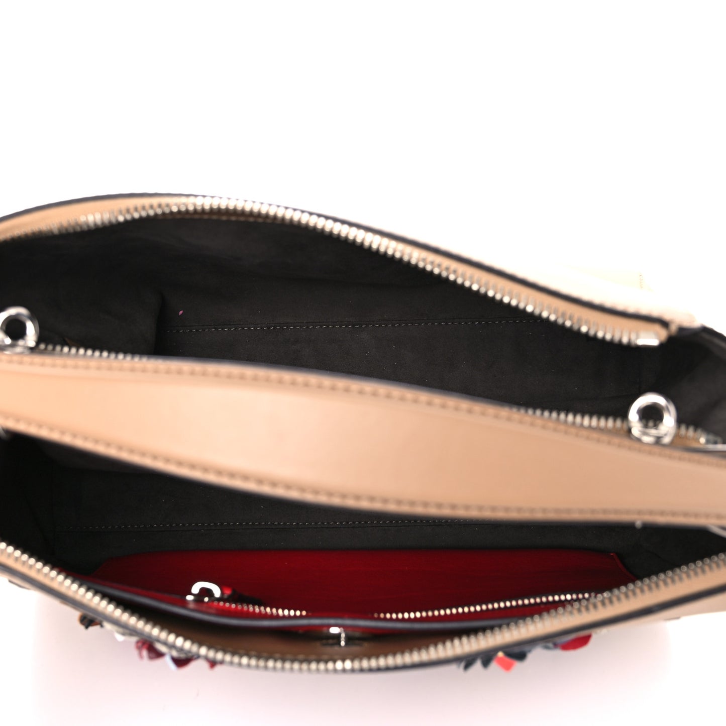 Calfskin Flowerland Studded Dotcom Satchel Cuoio Multicolor
