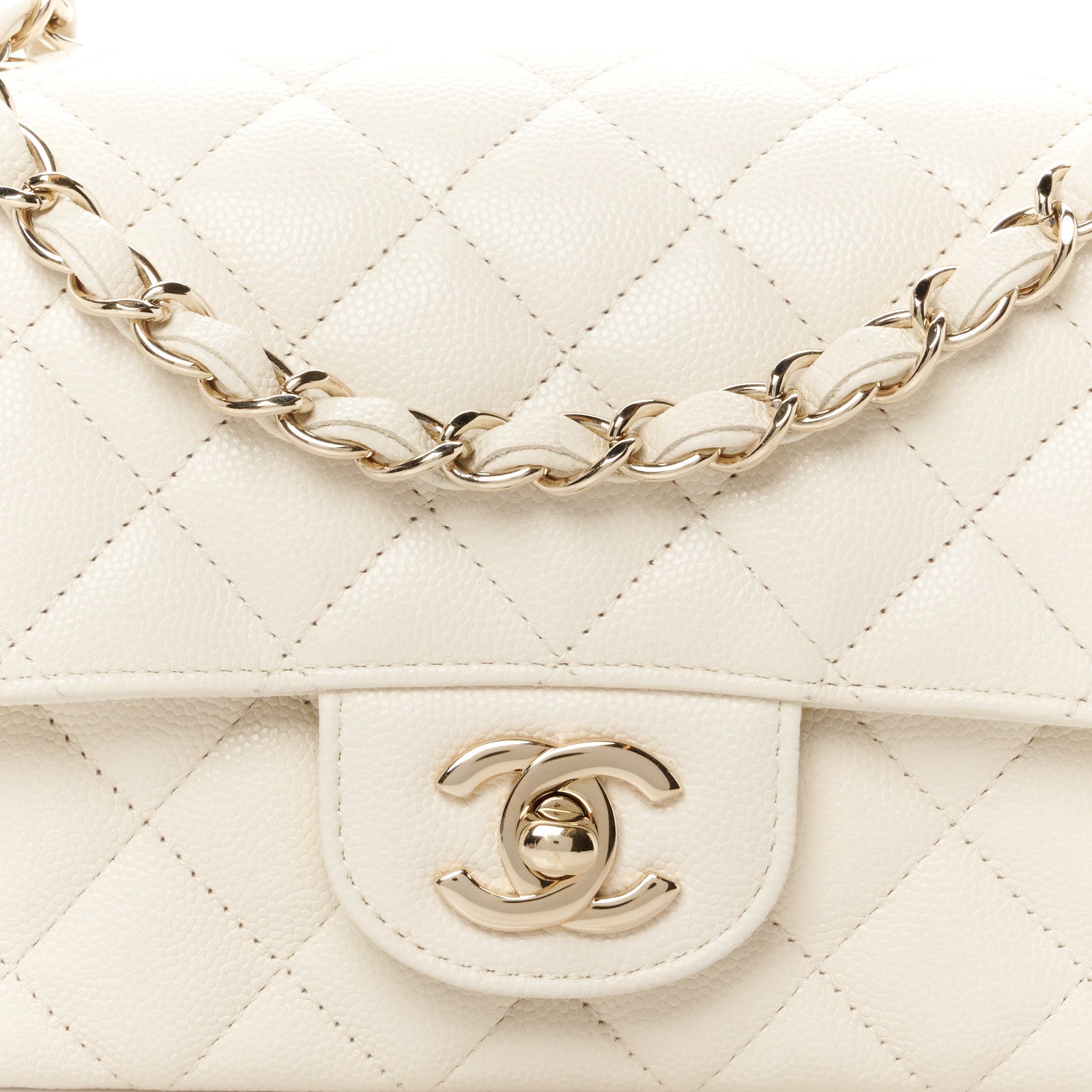 Chanel Caviar Quilted Mini Rectangular Flap White 9 of 11