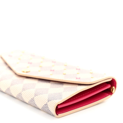 Louis Vuitton LOUIS VUITTON Damier Azur Studded Sarah Wallet NM Fuchsia 9 of 9
