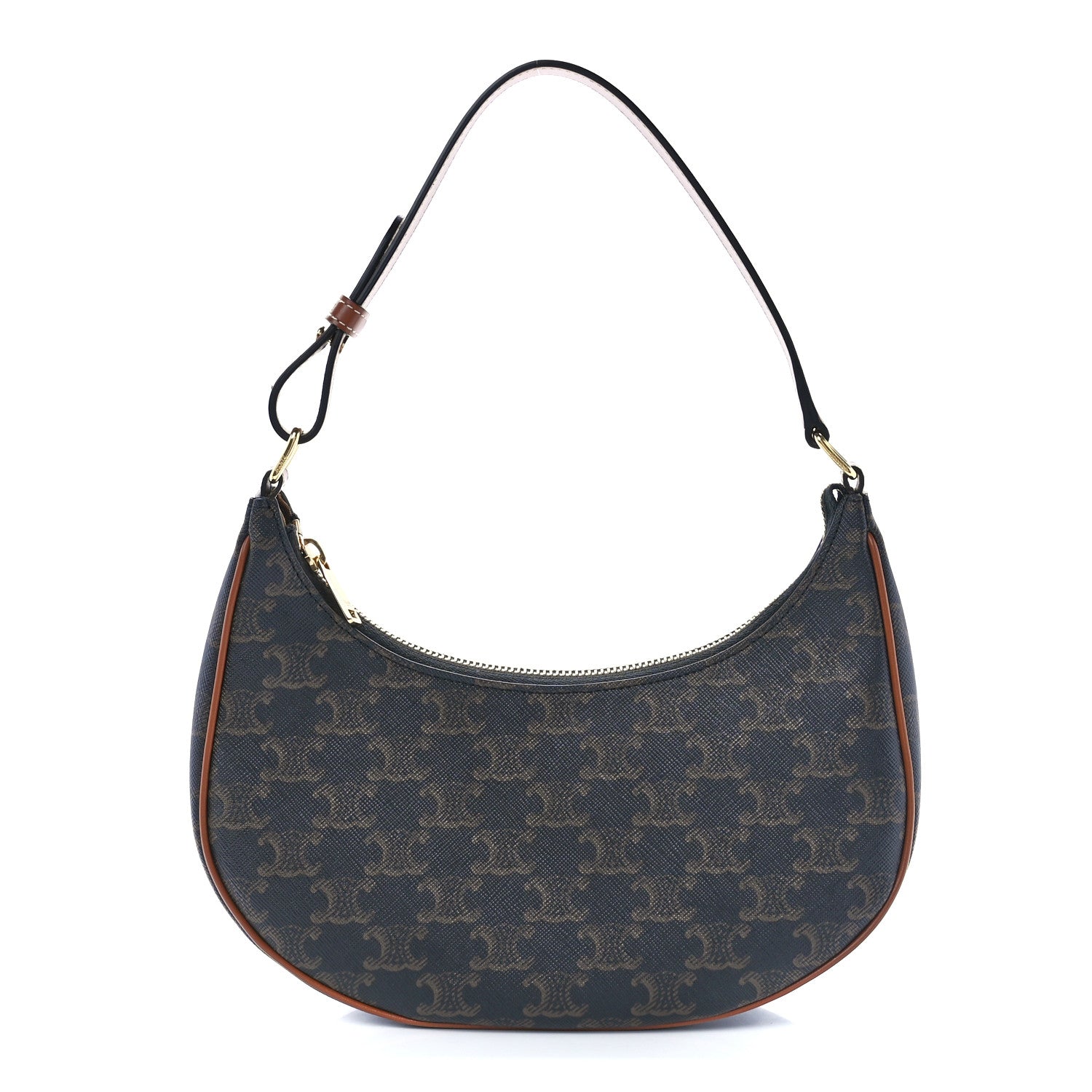 Celine Triomphe Canvas Calfskin Ava Shoulder Bag Tan 1 of 12