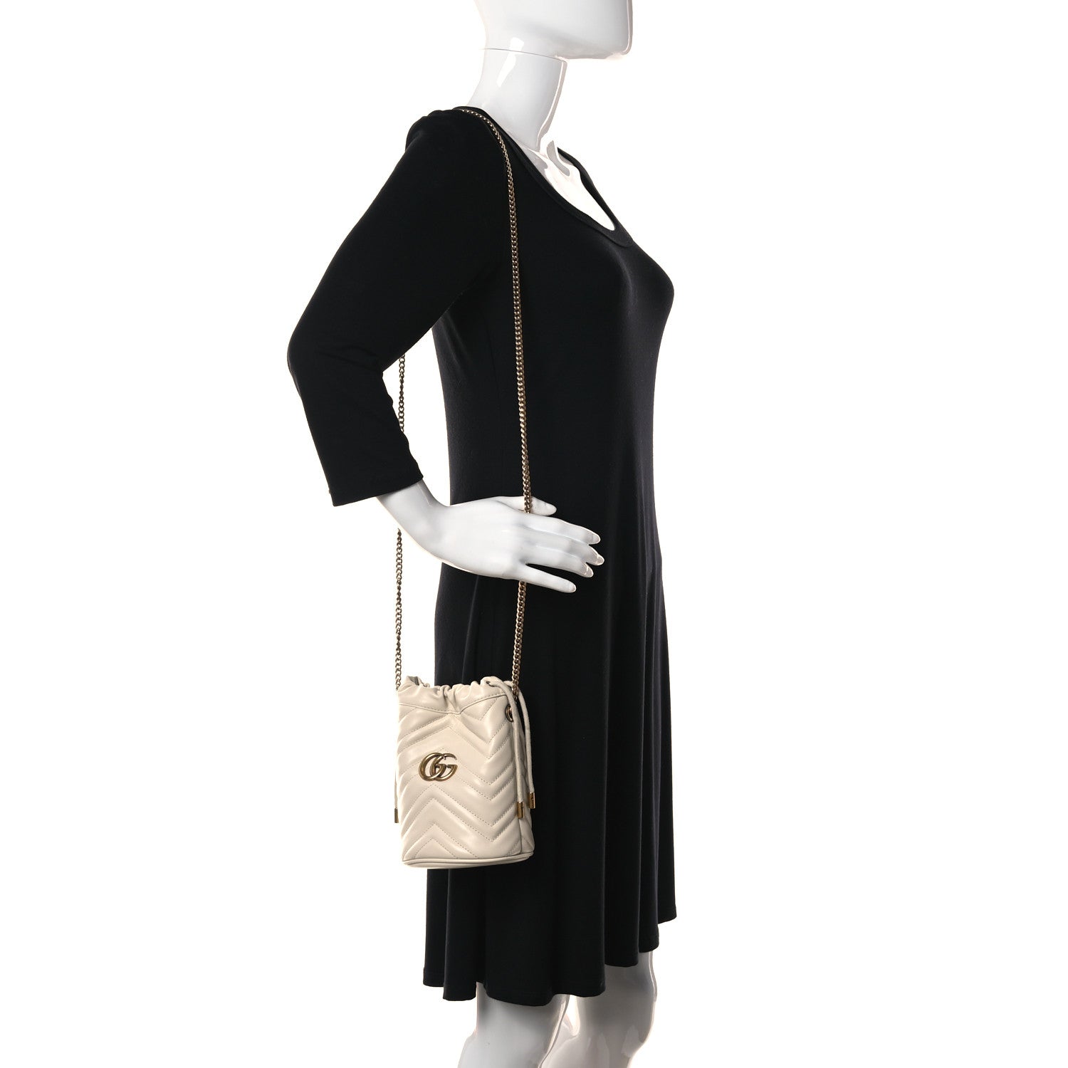 Gucci Calfskin Matelasse Mini GG Marmont 2.0 Bucket Bag White 2 of 13