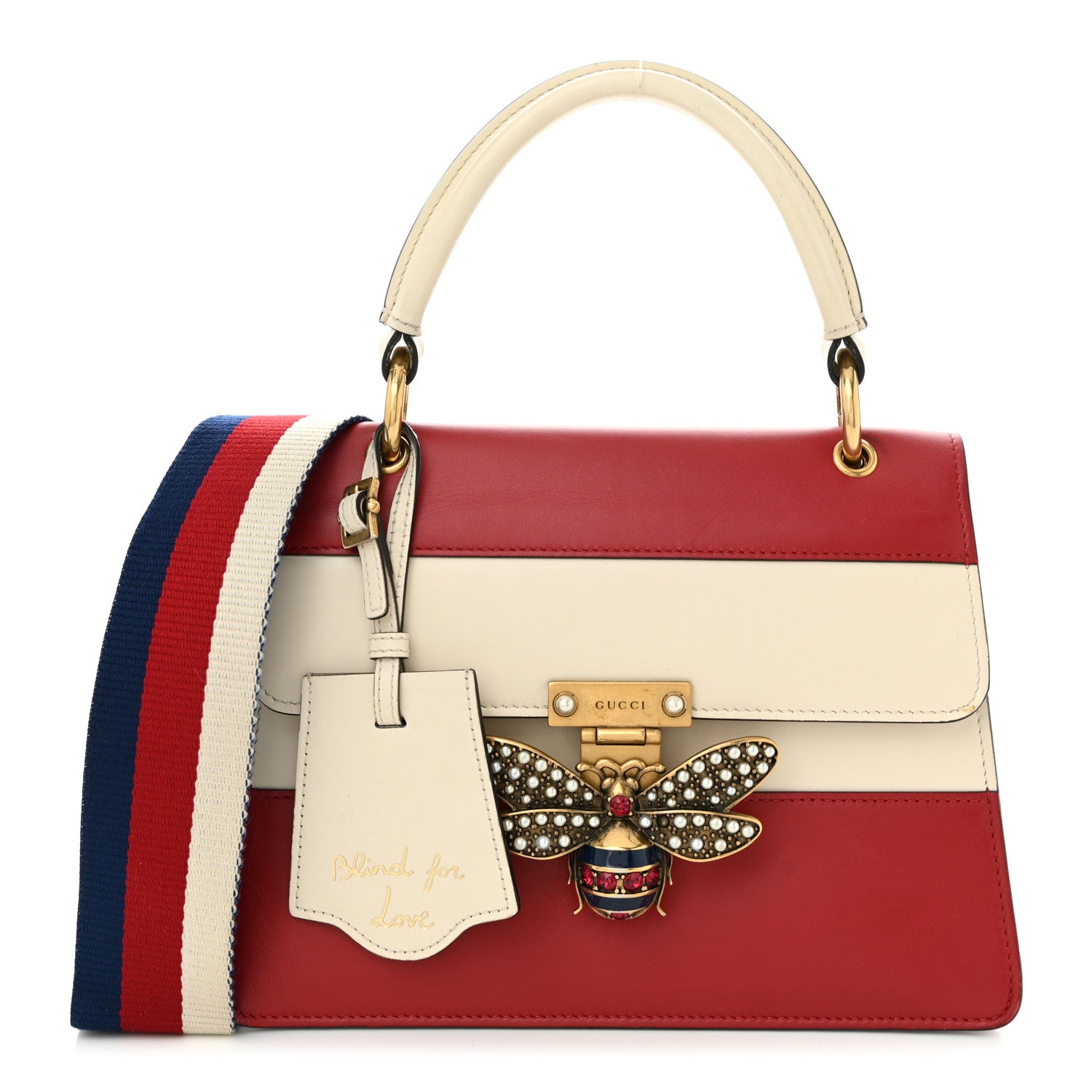 Gucci Calfskin Sylvie Web Small Queen Margaret Top Handle Bag Hibiscus Red Mystic White 1 of 10