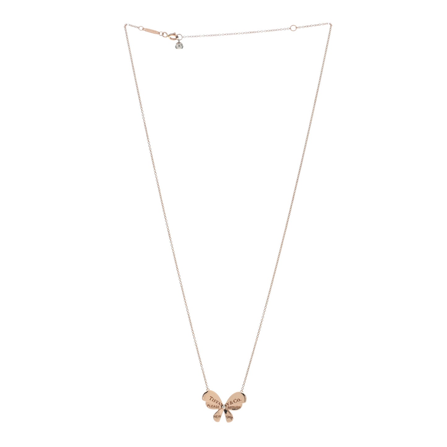 18K Rose Gold Sterling Silver Return to Tiffany Love Bugs Butterfly Pendant Necklace