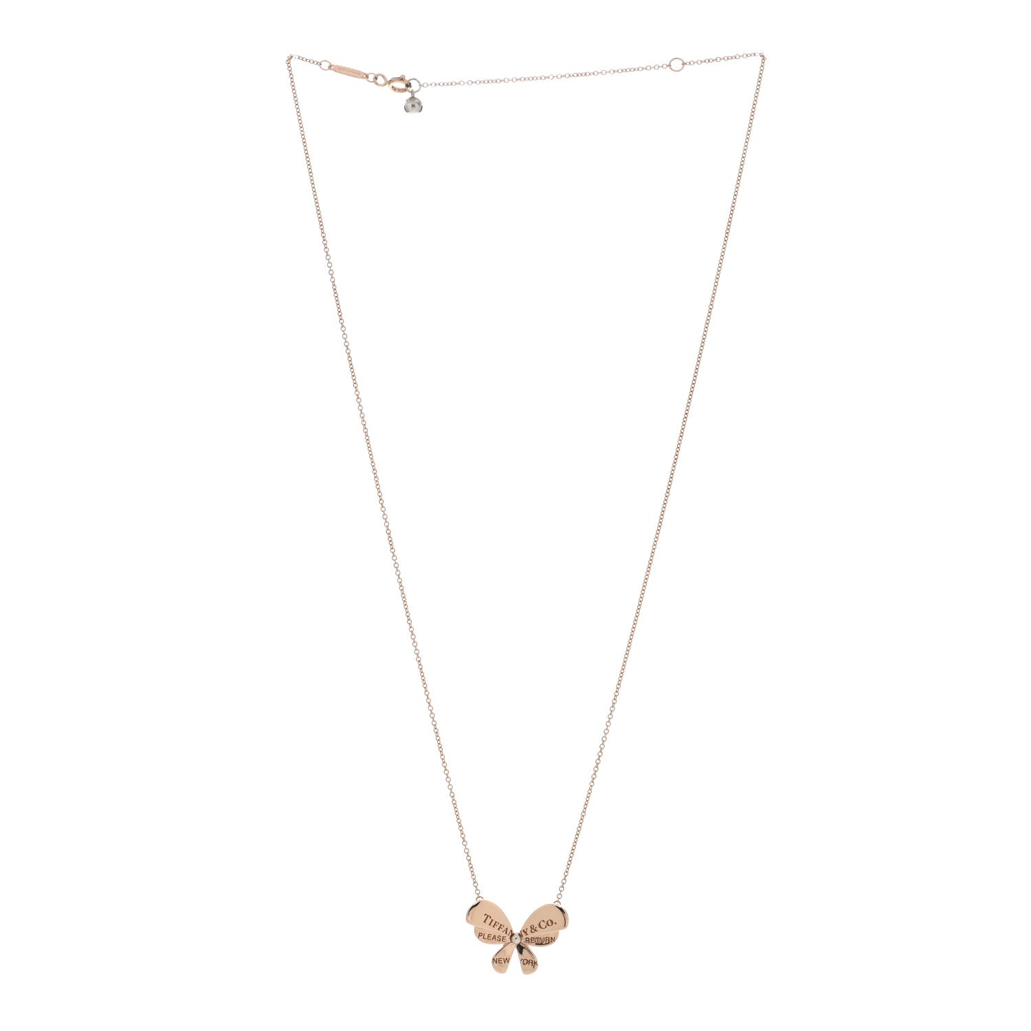 Tiffany 18K Rose Gold Sterling Silver Return to Tiffany Love Bugs Butterfly Pendant Necklace 2 of 4