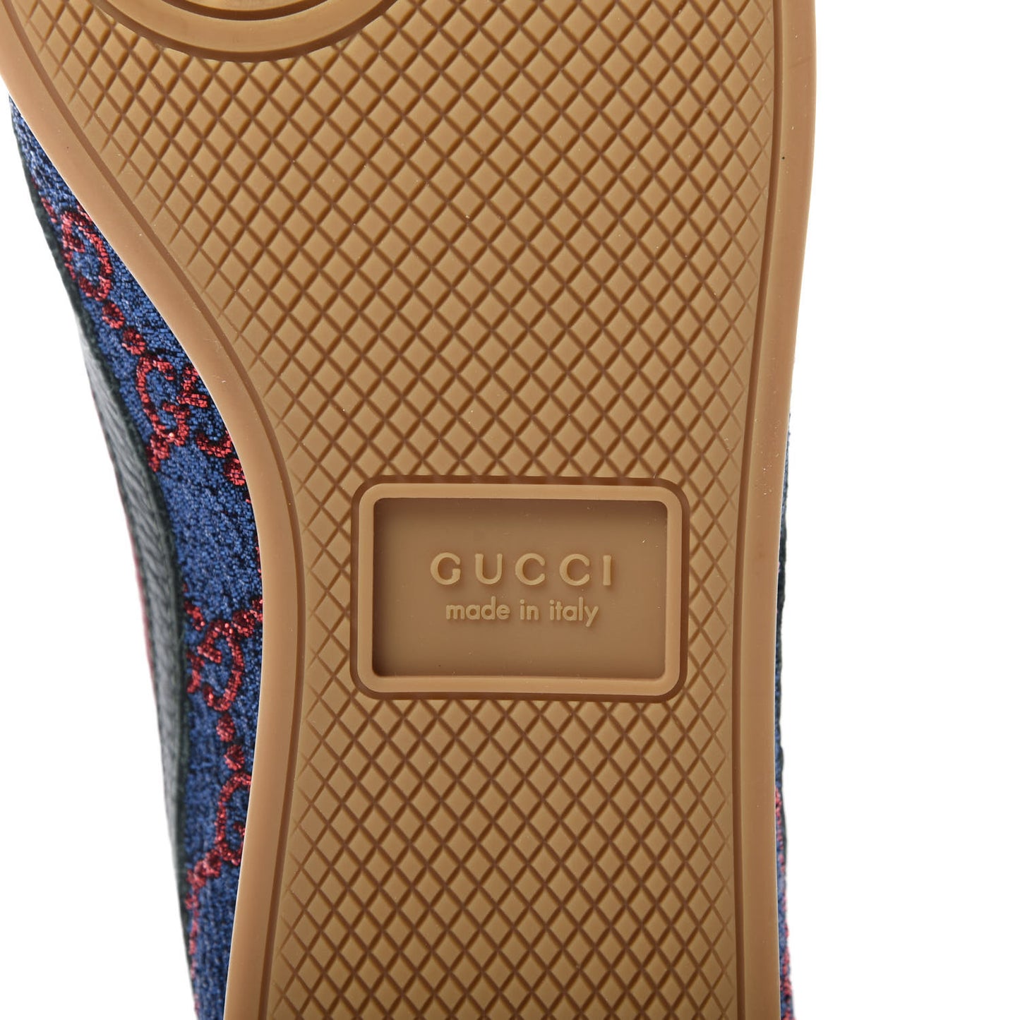 Lurex Calfskin Web GG Monogram Womens Falacer Sneakers 39 Iridescent Blue Iridescent Red Silver