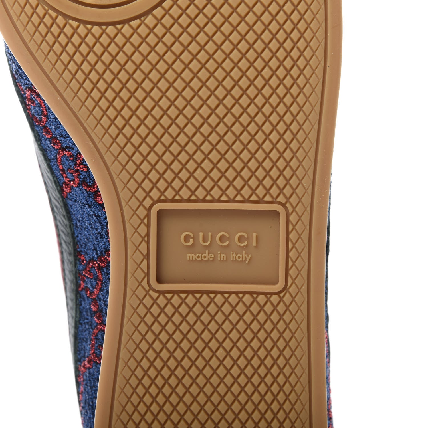 Gucci Lurex Calfskin Web GG Monogram Womens Falacer Sneakers 39 Iridescent Blue Iridescent Red Silver 8 of 9