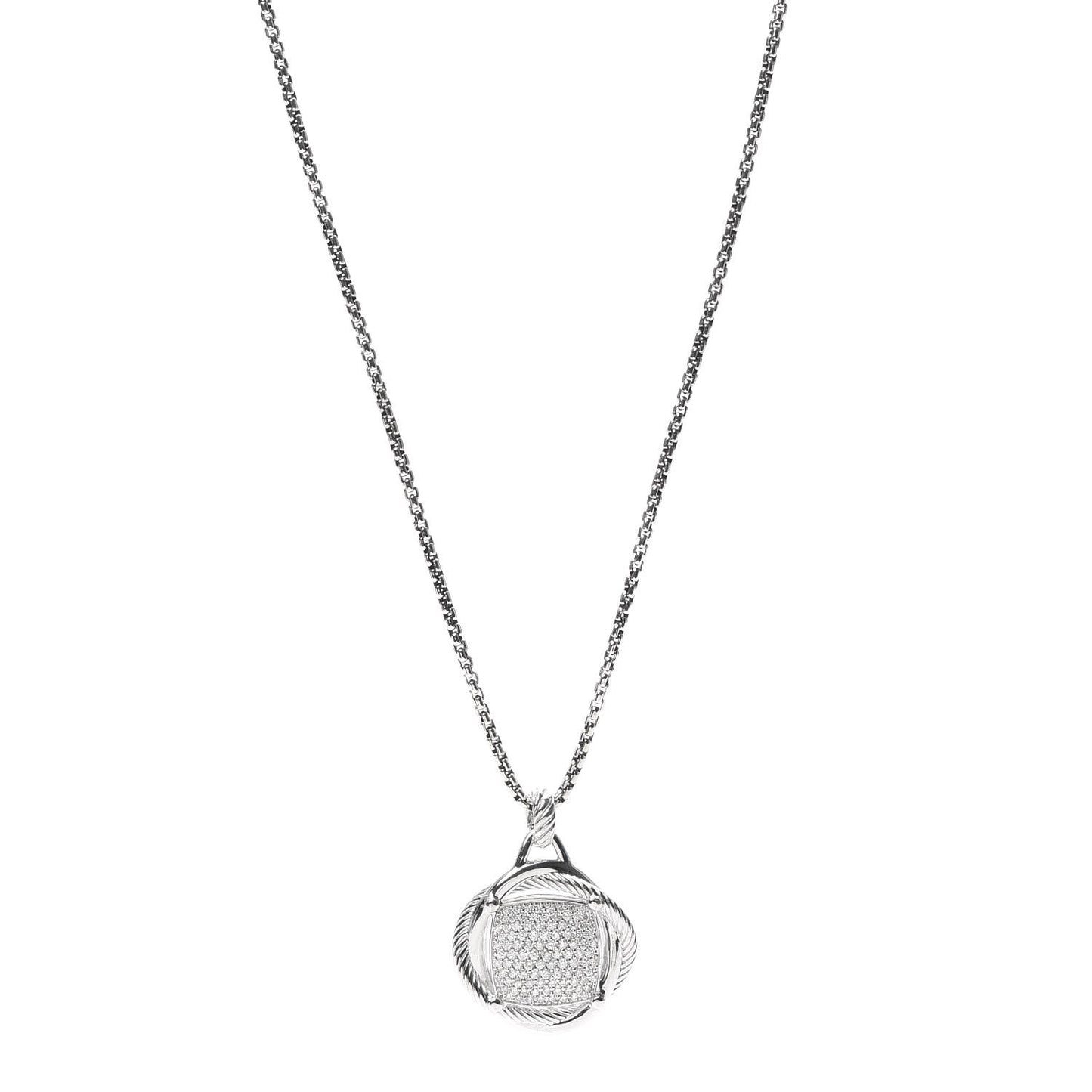Sterling Silver Diamond 32mm Infinity Pendant Necklace