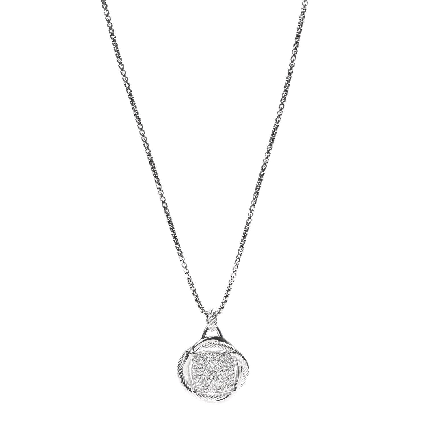 David Yurman Sterling Silver Diamond 32mm Infinity Pendant Necklace 1 of 5
