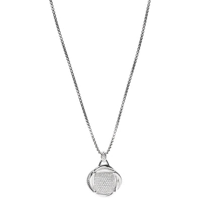 David Yurman Sterling Silver Diamond 32mm Infinity Pendant Necklace 1 of 5