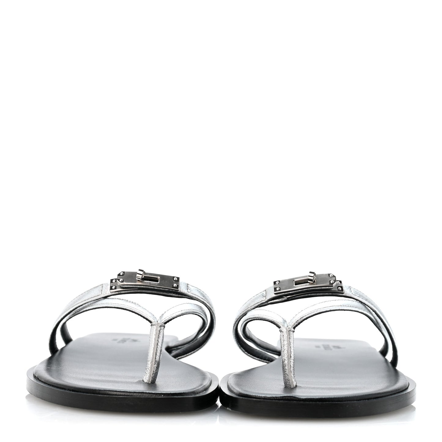 Metallic Goatskin Miss Sandals 36 Gris Argente