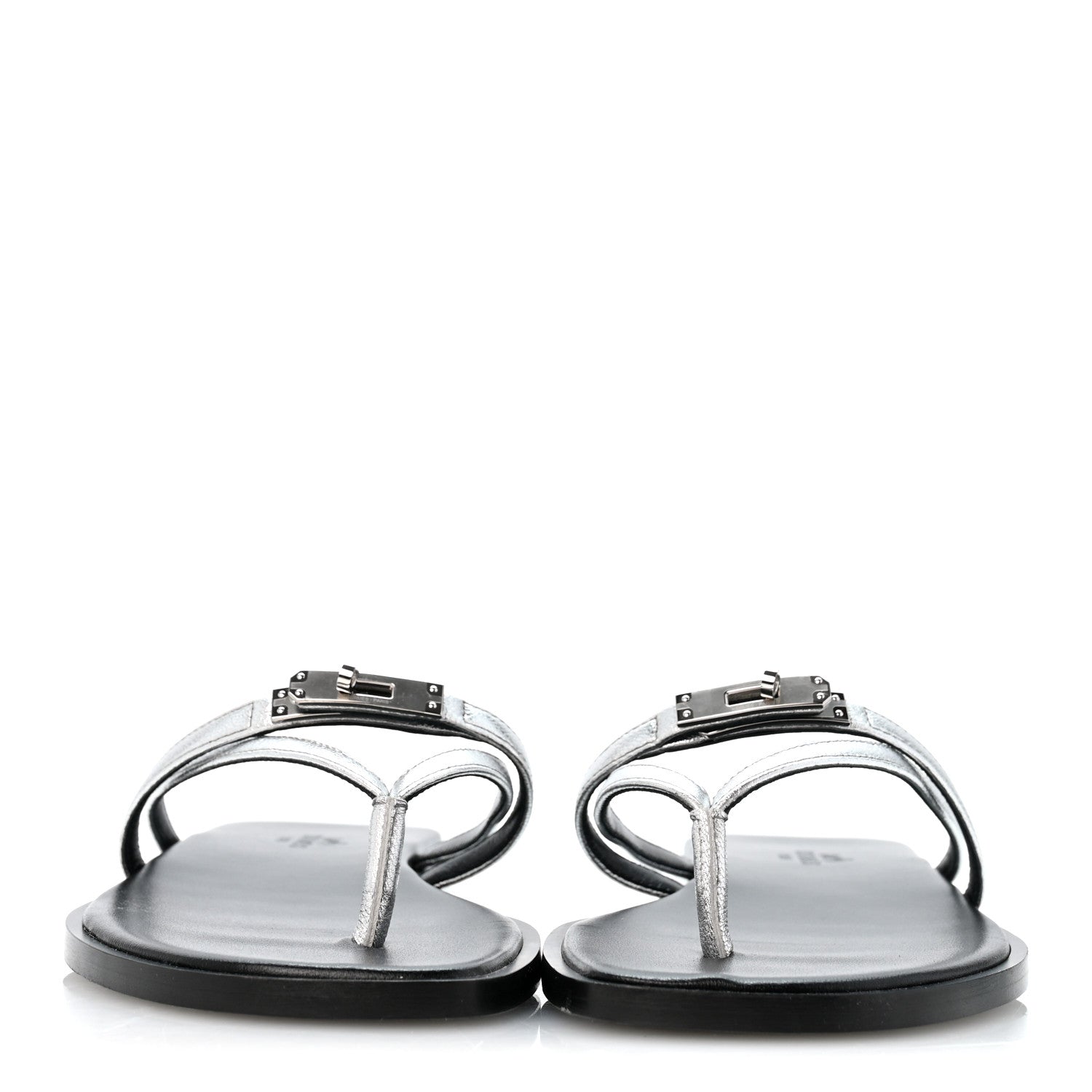 Hermes Metallic Goatskin Miss Sandals 36 Gris Argente 3 of 9