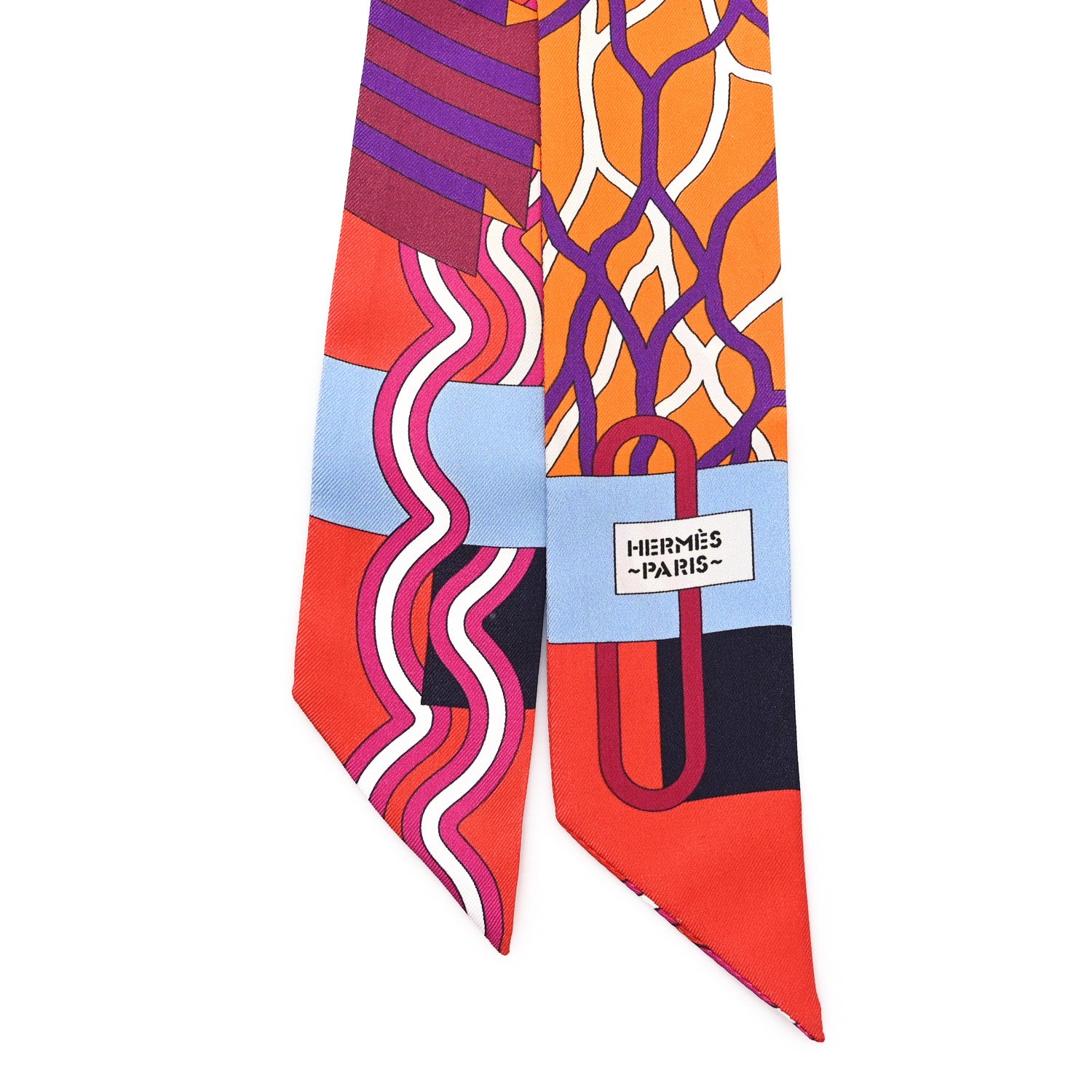 Hermes Silk Ballet Aquatique Twilly Rouge Orange Ciel 2 of 4