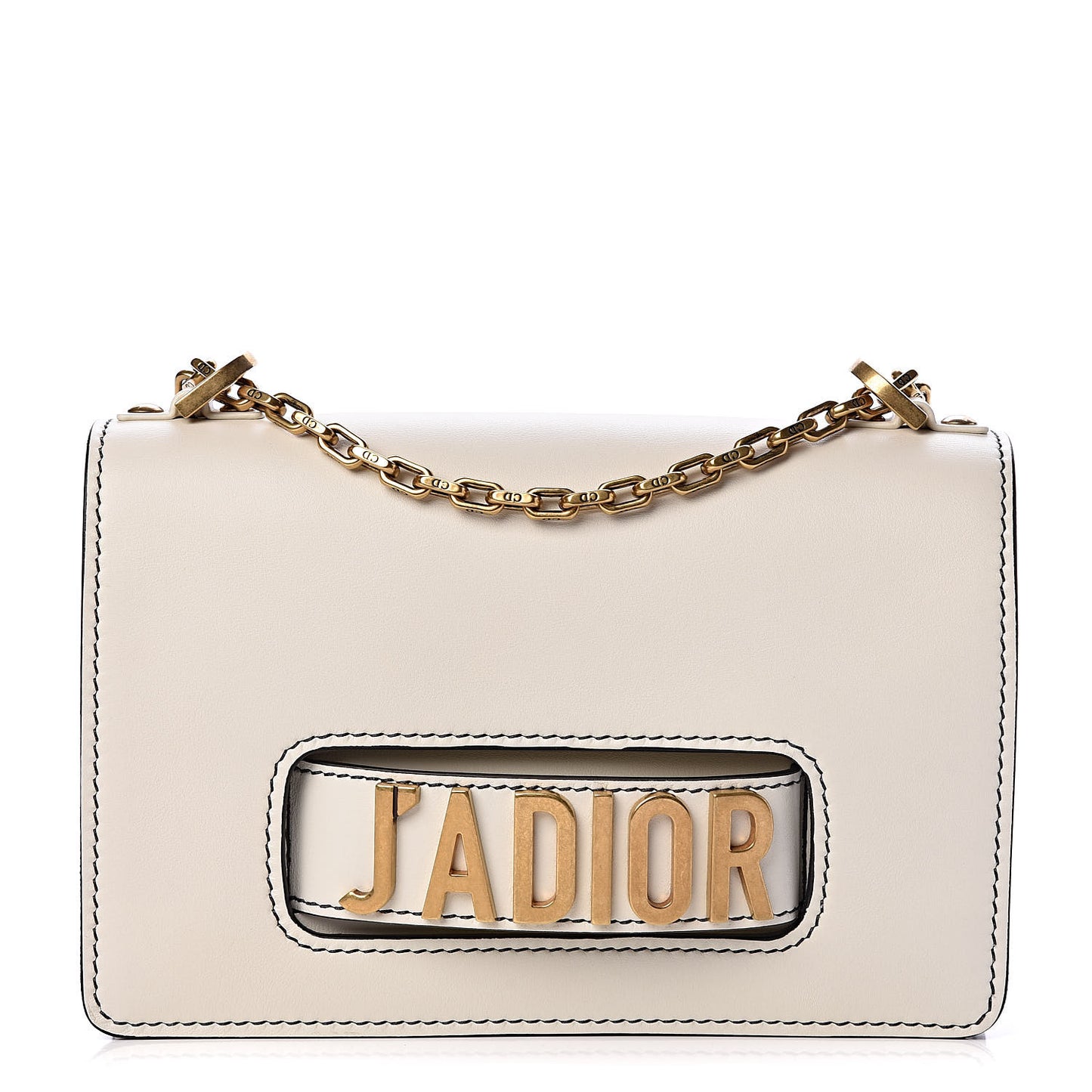 Calfskin J'Adior Chain Flap Bag Off White