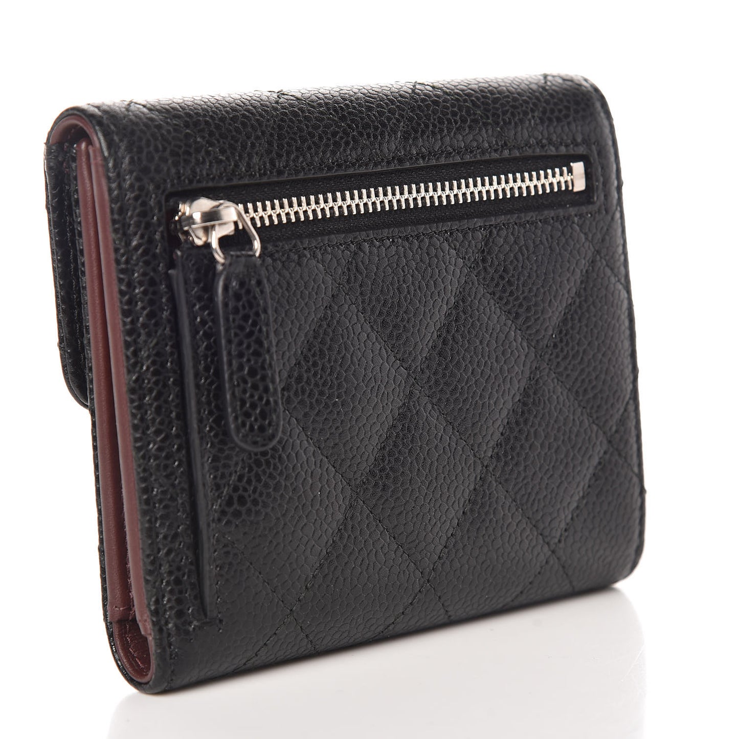 Caviar Quilted Compact Flap Wallet Black
