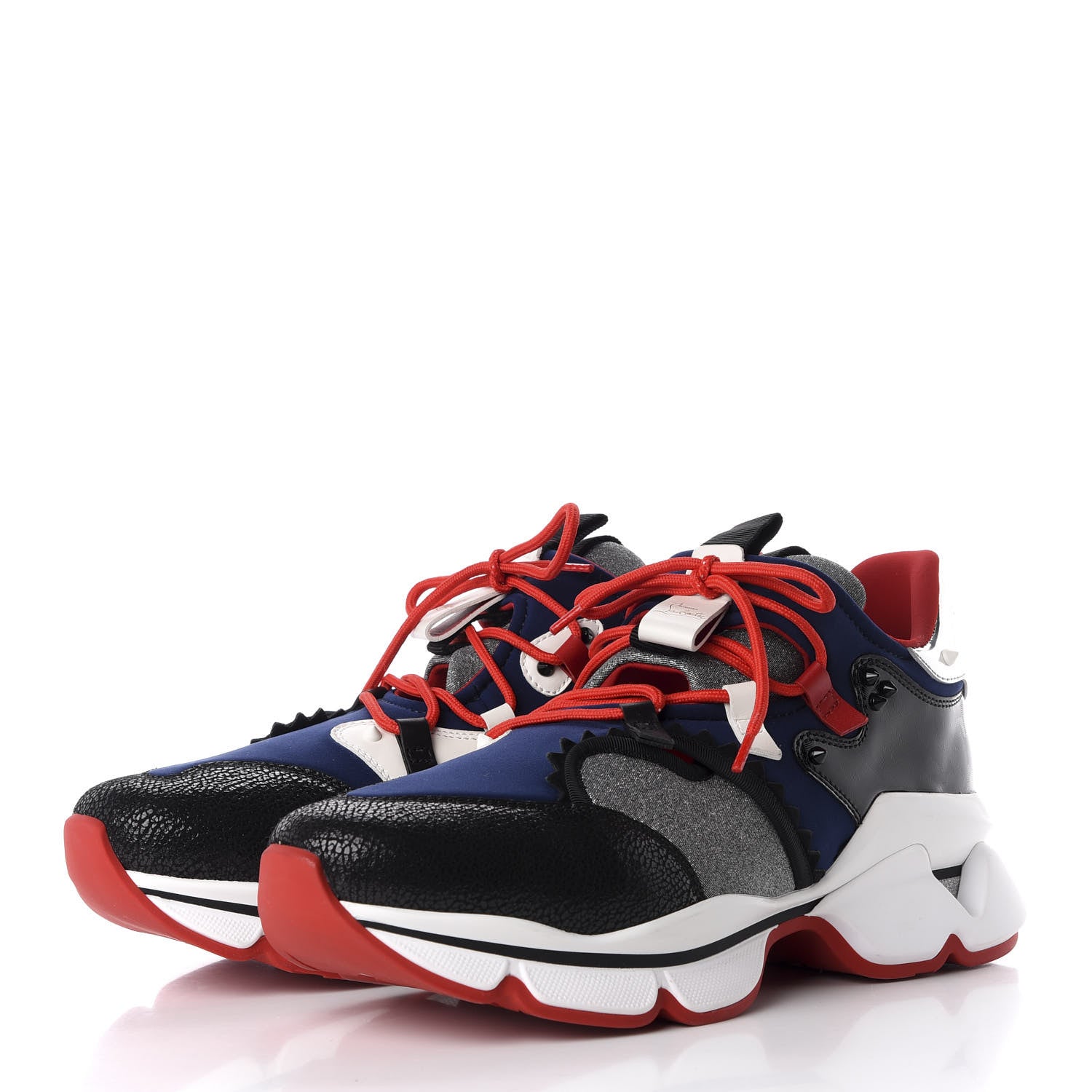 Christian Louboutin Neoprene Patent Glitter Wet Red Runner Flat Sneakers 46 Version Multi 3 of 8