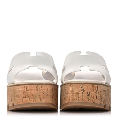 Hermes Calfskin Cork Eze 30 Sandals 38 White 2 of 10