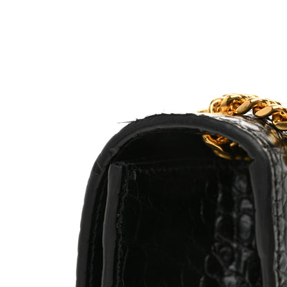Saint Laurent Calfskin Crocodile Embossed Medium Classic Monogram Kate Tassel Satchel Black 11 of 13