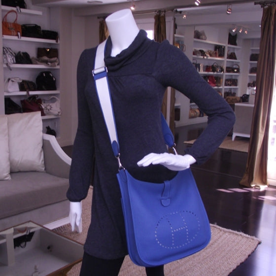 Hermes Taurillon Clemence Evelyn III GM Amazone Bleu Mykonos 2 of 9