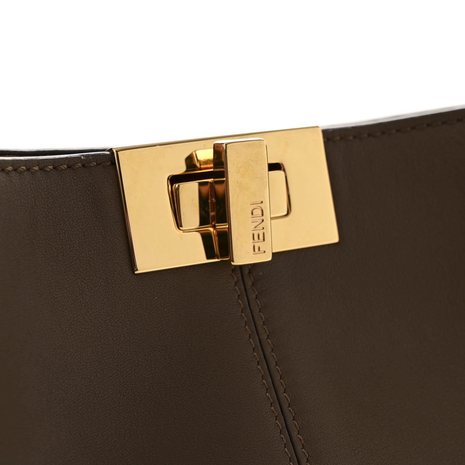 Fendi Vitello Seta Glazed Fabric FF 1974 Medium Peekaboo X-Lite Maya Mogano Panna Maya Mogano Panna 10 of 10