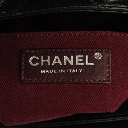 Chanel Glazed Calfskin Quilted Coco Pleats Chain Clutch Black 6 of 7
