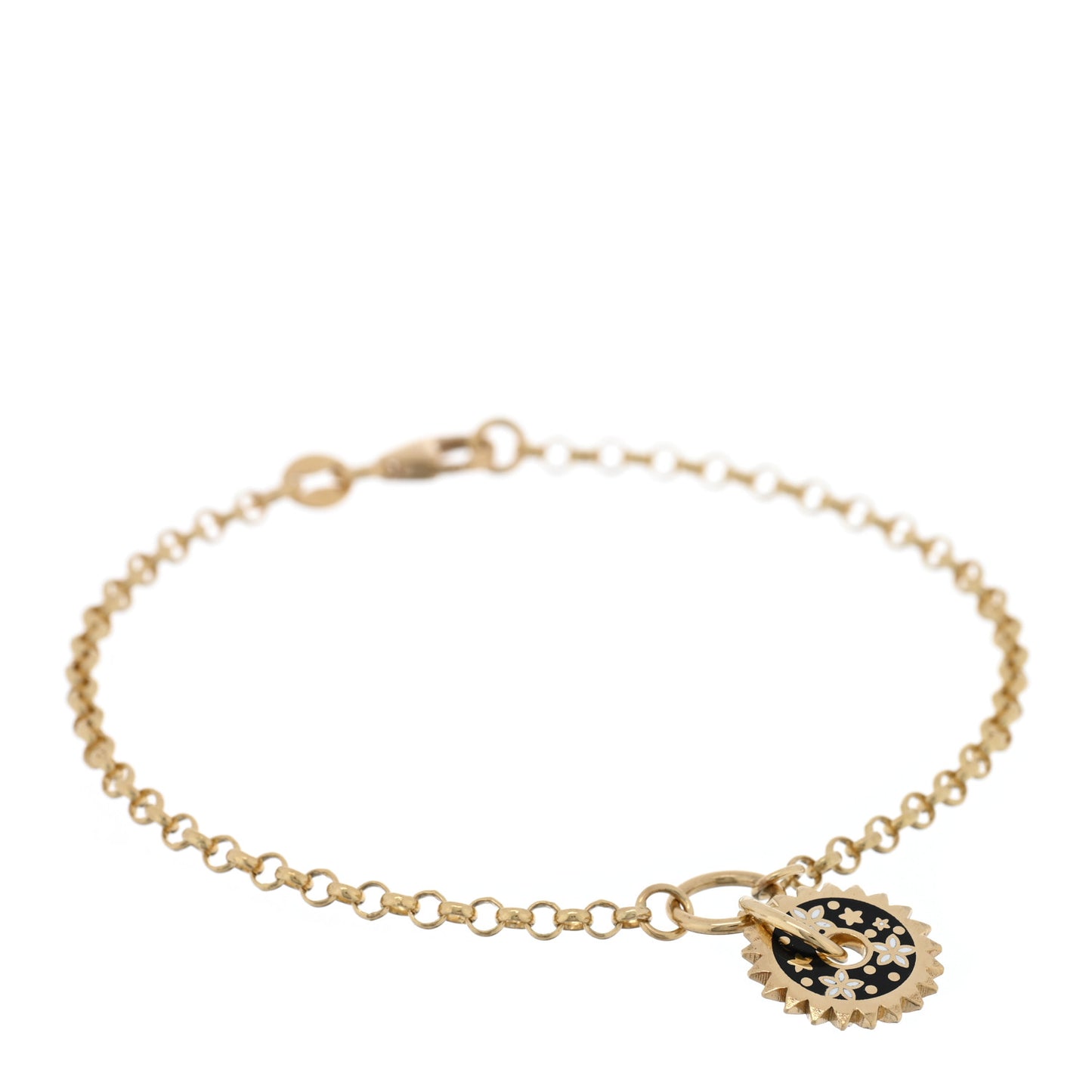 18K Yellow Gold Ceramic Resilience Dark Blossoms Medium Belcher Bracelet