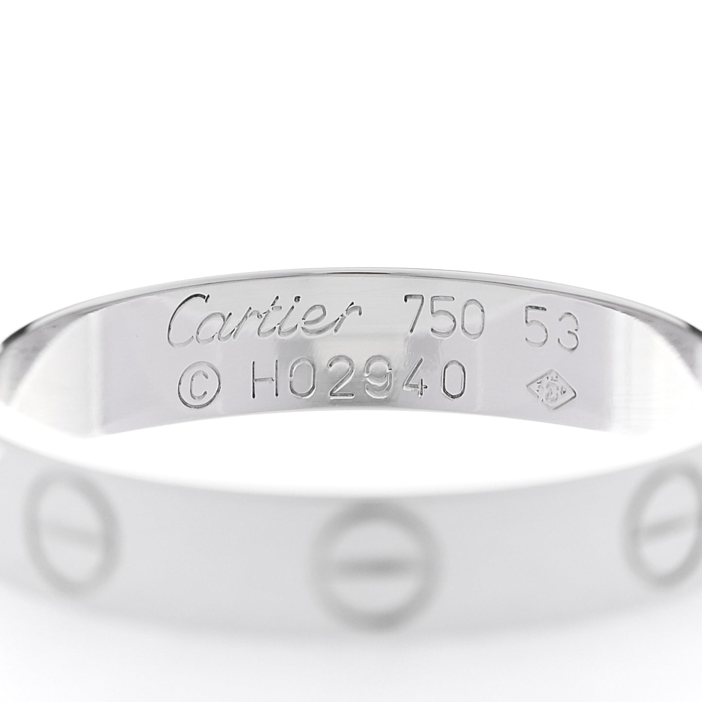 18K White Gold 3.5mm LOVE Wedding Band Ring 53 6.5