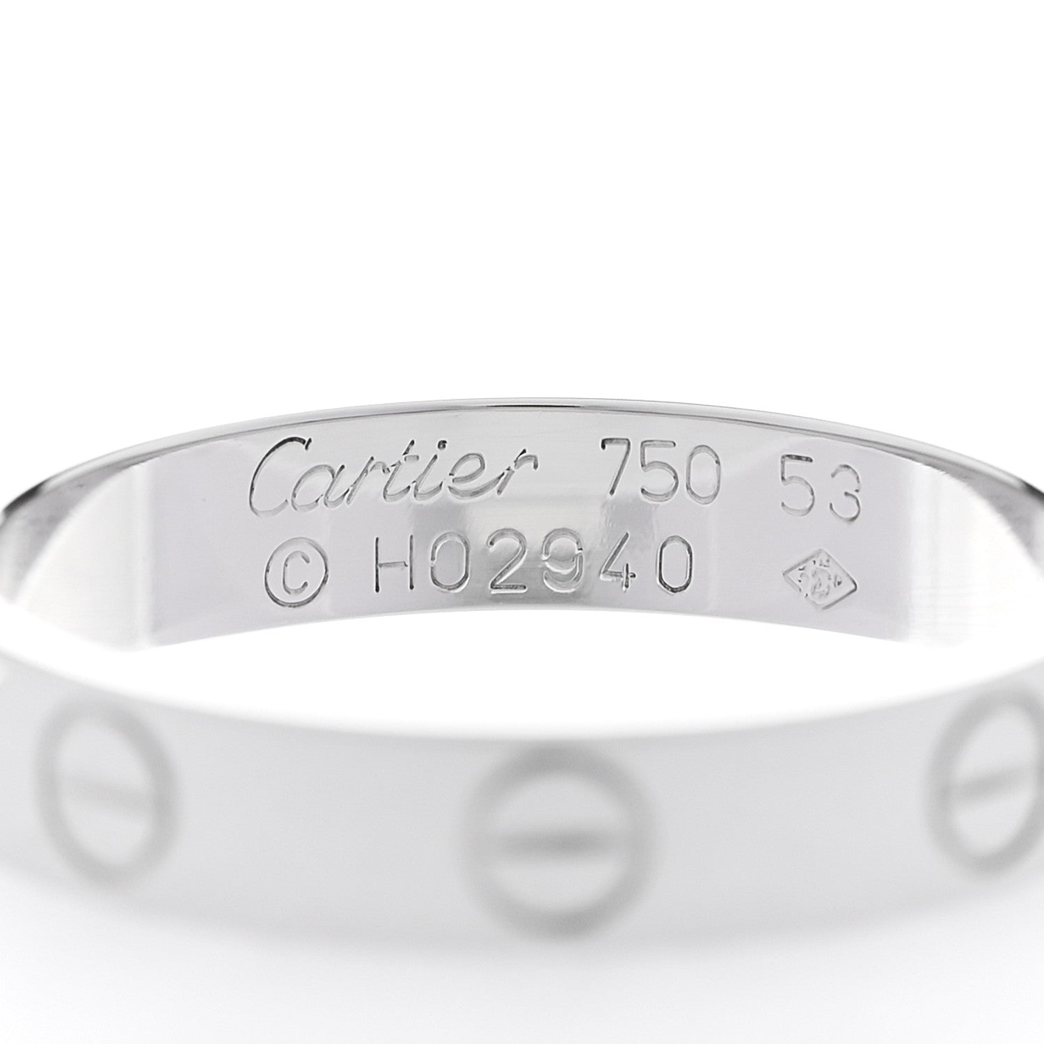 Cartier 18K White Gold 3.5mm LOVE Wedding Band Ring 53 6.5 4 of 4