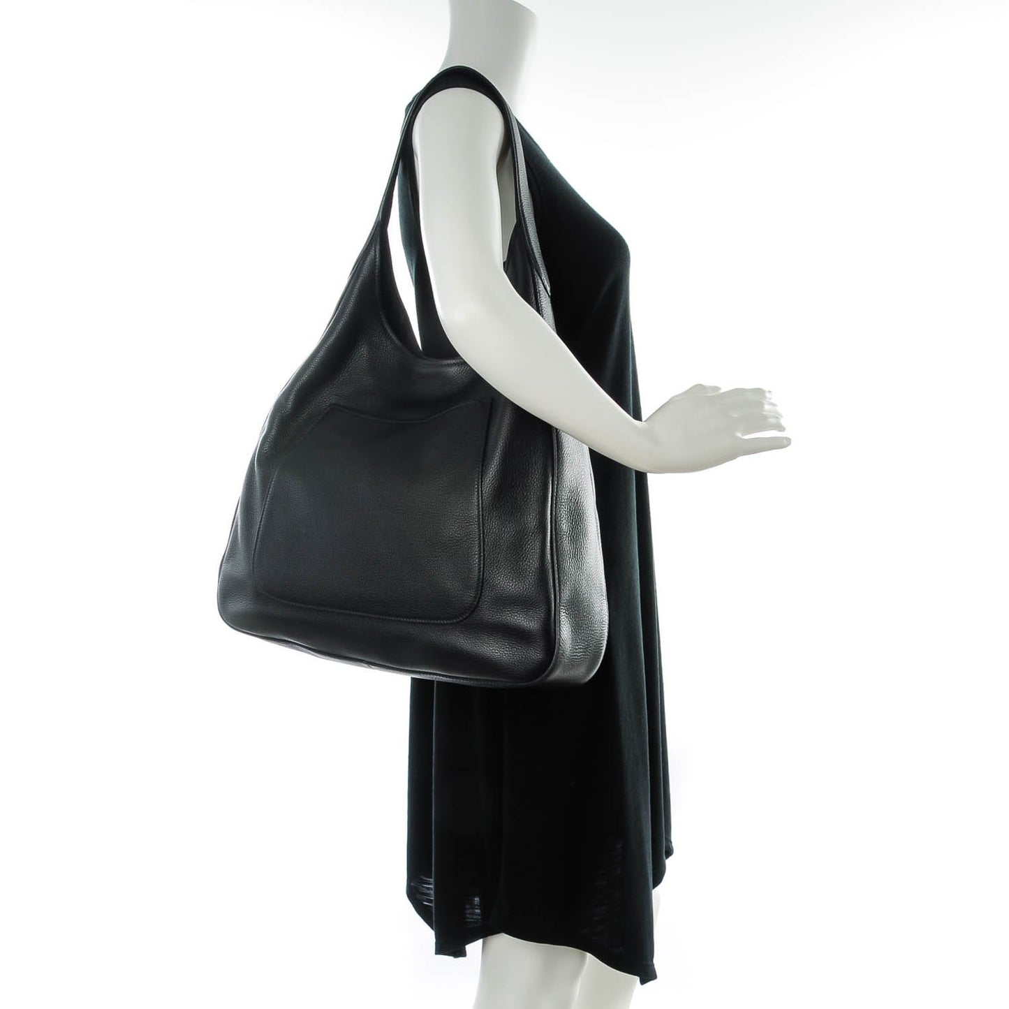 Vitello Daino Medium Pocket Hobo Bag Nero Black