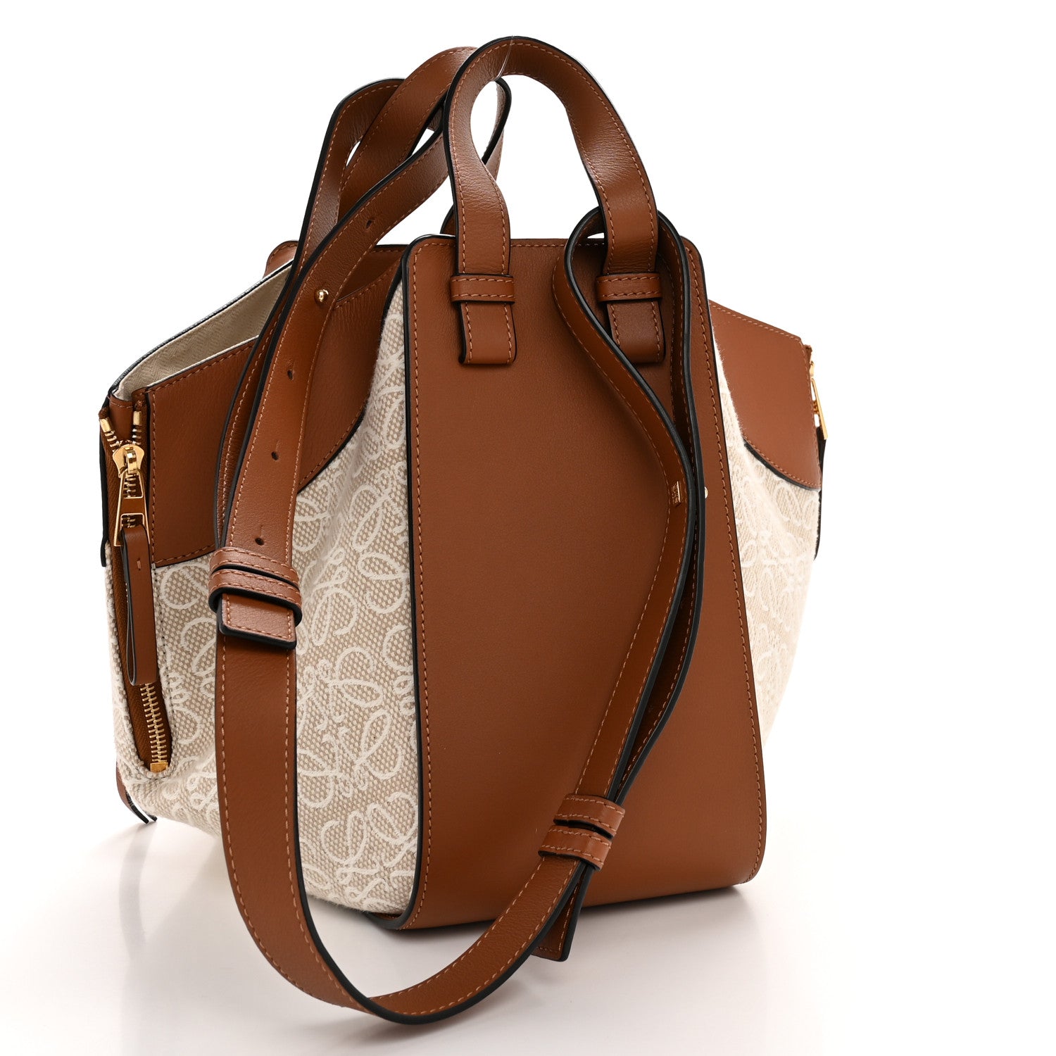 Loewe Calfskin Canvas Anagram Small Hammock Shoulder Bag Ecru Tan 3 of 12