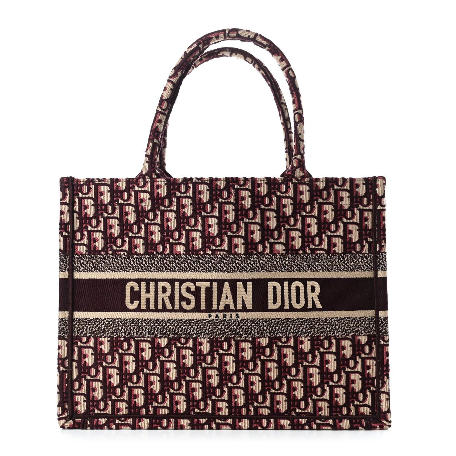 Christian Dior Oblique Medium Book Tote Burgundy Multicolor 1 of 10