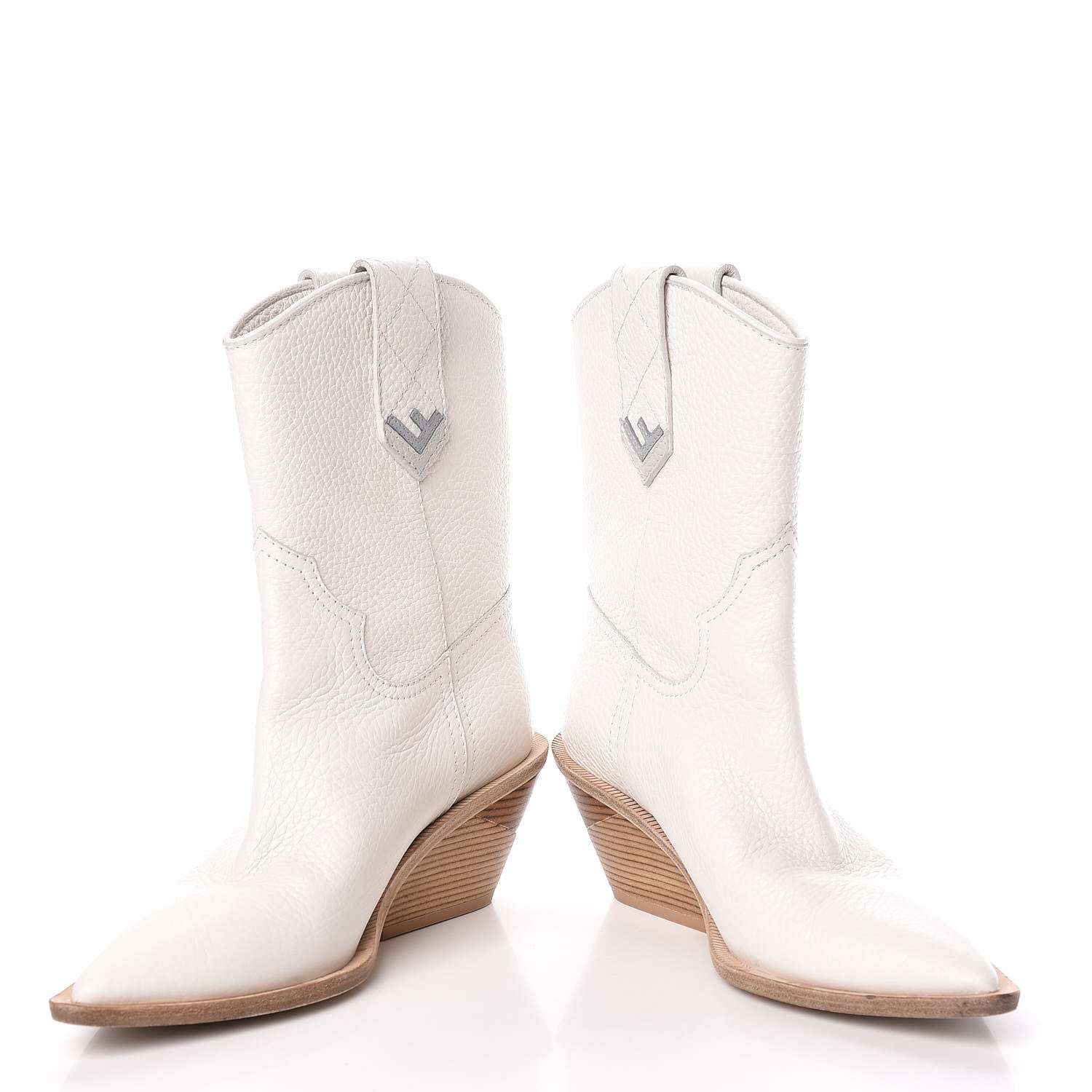 Fendi Grained Calfskin Cutwalk Ankle Boots 36.5 White 5 of 19