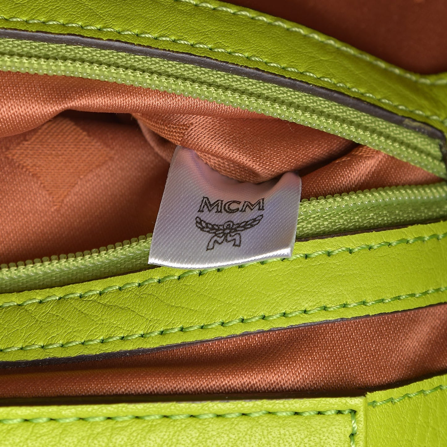 Visetos Double Zip Tote Cognac Green