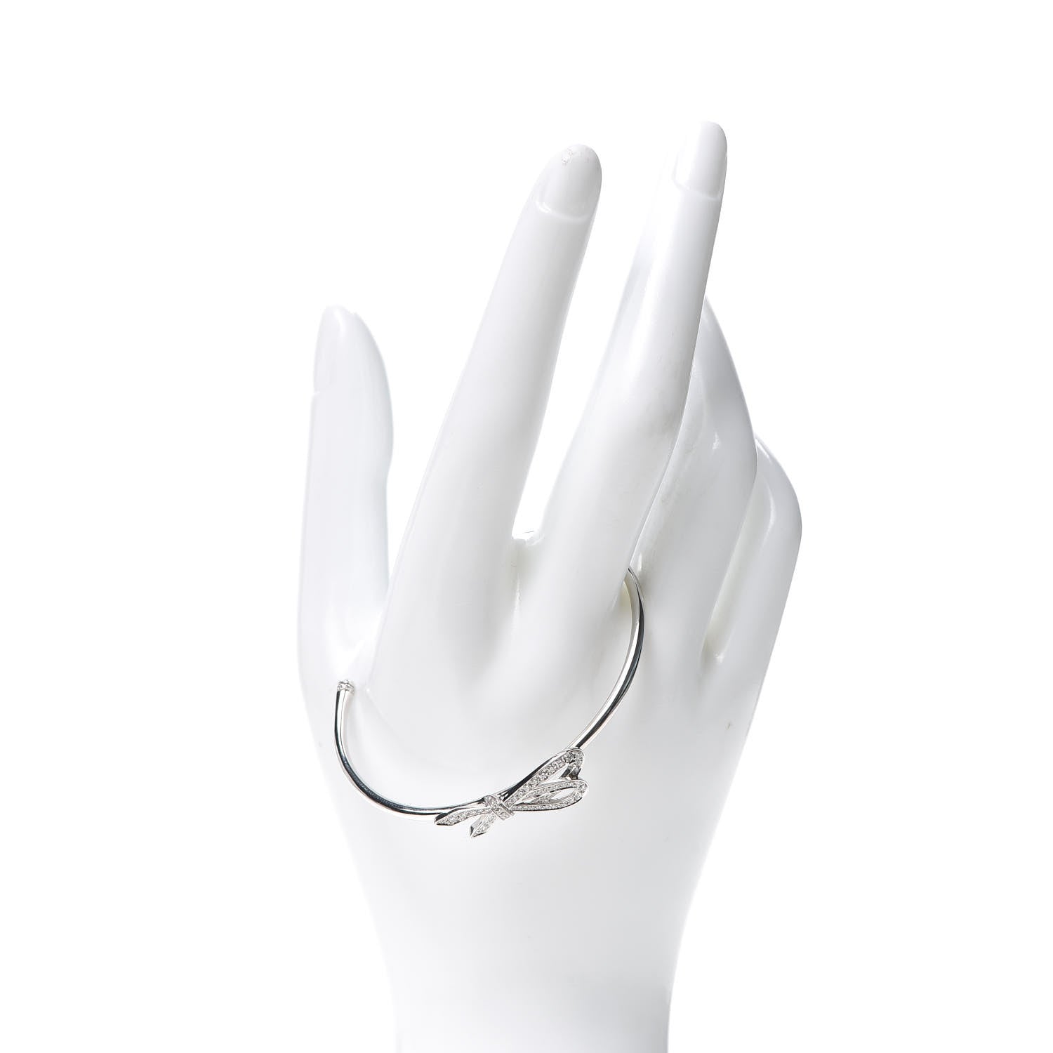 Tiffany 18K White Gold Diamond Bow Cuff Bracelet 2 of 5