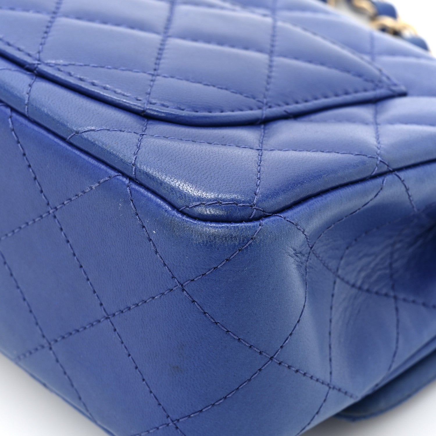 Chanel Lambskin Quilted Mini Rectangular Flap Blue 14 of 16